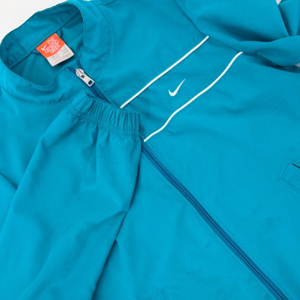 Nike Athletc Dept. Track Jacket Women Med Teal Blue Piping Athletic Y2K Vintage
